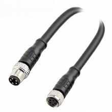  Cable Assembly, B Code - M8 5pins B code male to female straight molded cable, unshielded, PVC, -10°C~+80°C, 24AWG 0.25mm²